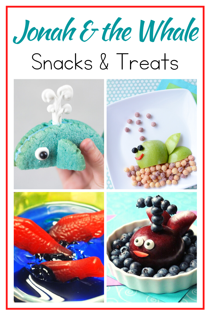 These Jonah and the Whale snack ideas are perfect for homeschool Bible lessons, Sunday School snacks, and ocean themed parties!