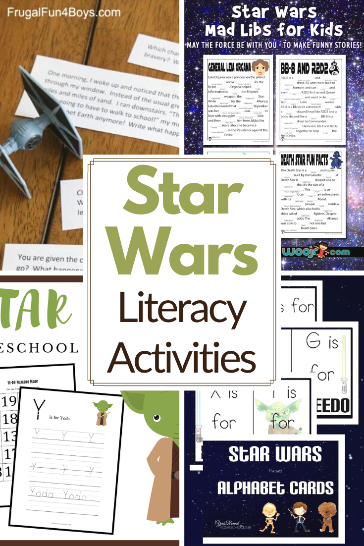 These Star Wars literacy activities are great for kids ages 4-12! Add them to your Star Wars Day activities or use them any day! 