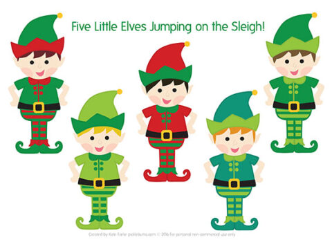 Image for Five Little Elves Christmas Song - Free Printable Puppets