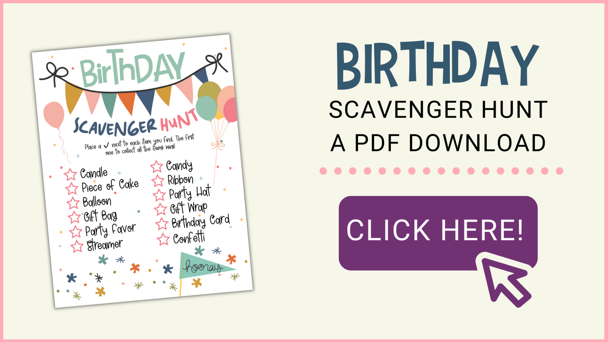 Free Printable Birthday Scavenger Hunt for Kids