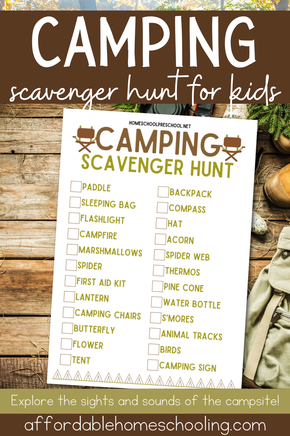 Free Printable Camping Scavenger Hunt for Kids