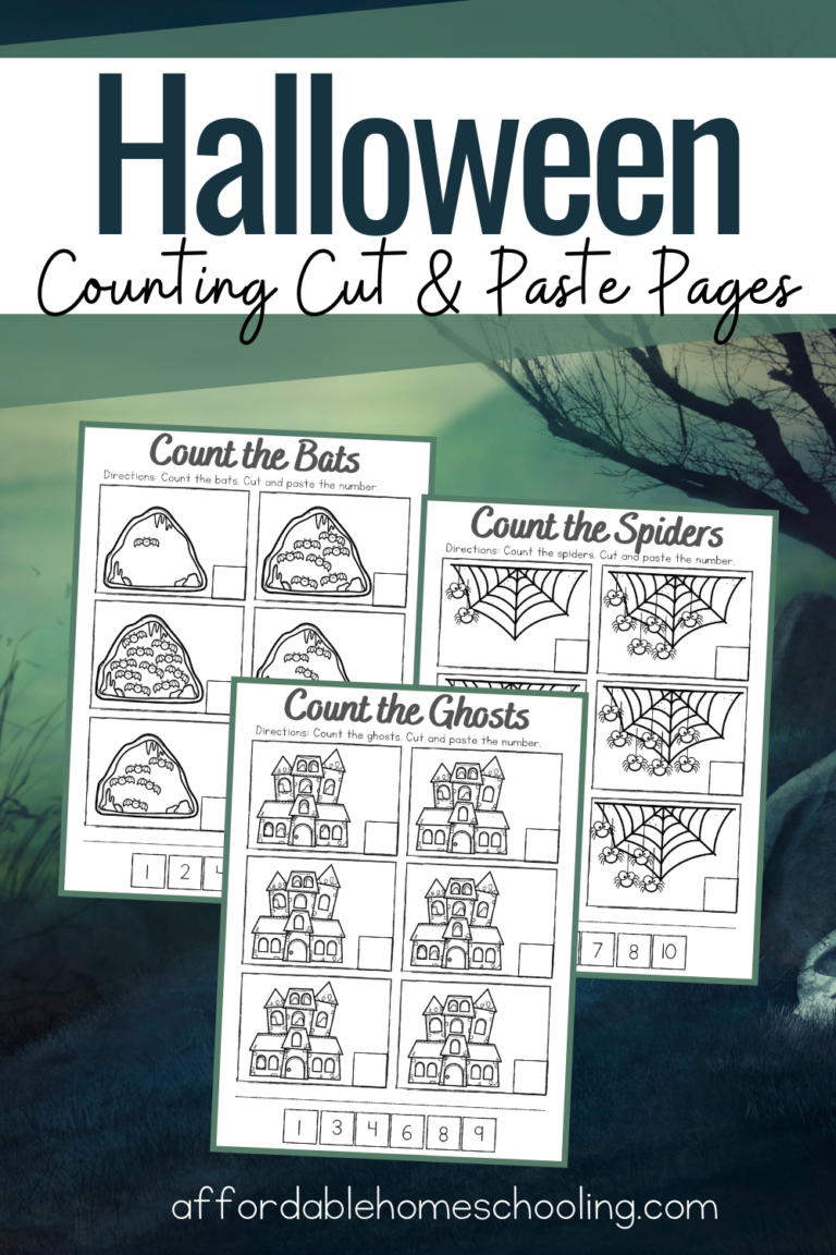 Free Halloween Counting Cut and Paste Worksheets