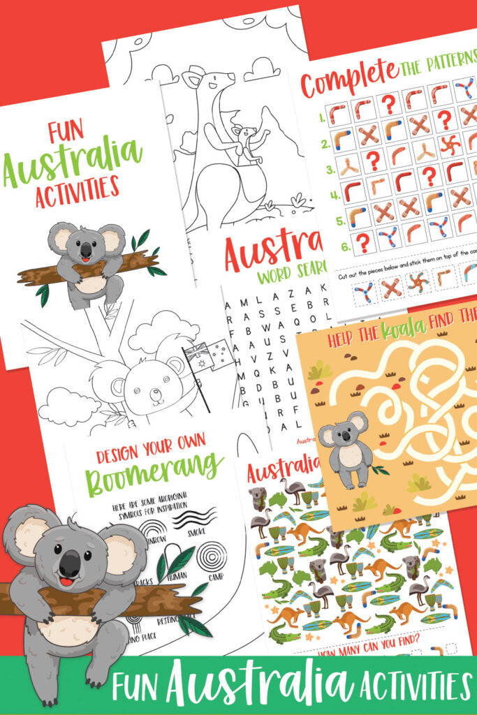 Free Printable Australia Activities for Kids Ages 3-10