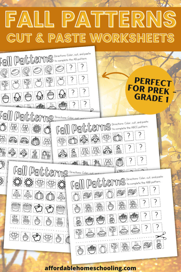 Fall Cut and Paste Pattern Worksheets