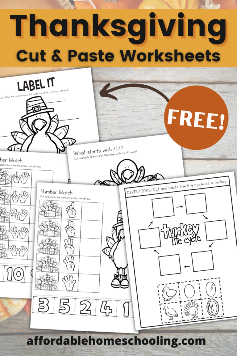 Thanksgiving Cut and Paste Worksheets