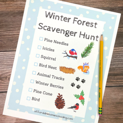 Free Winter Forest Scavenger Hunt Printable for Kids