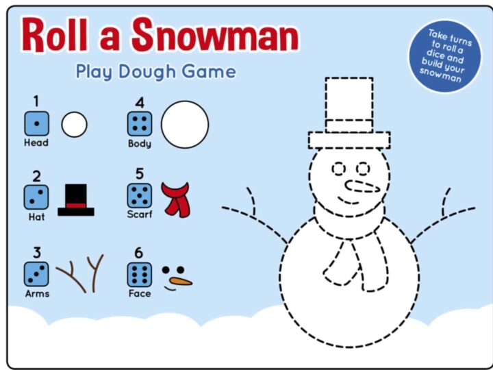 Image for Winter Roll a Snowman Printable Play Dough Mat Game