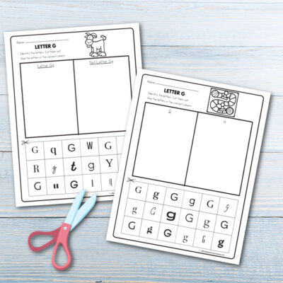 Letter G Cut and Paste Worksheets