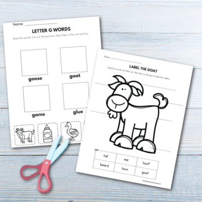 Letter G Cut and Paste Worksheets