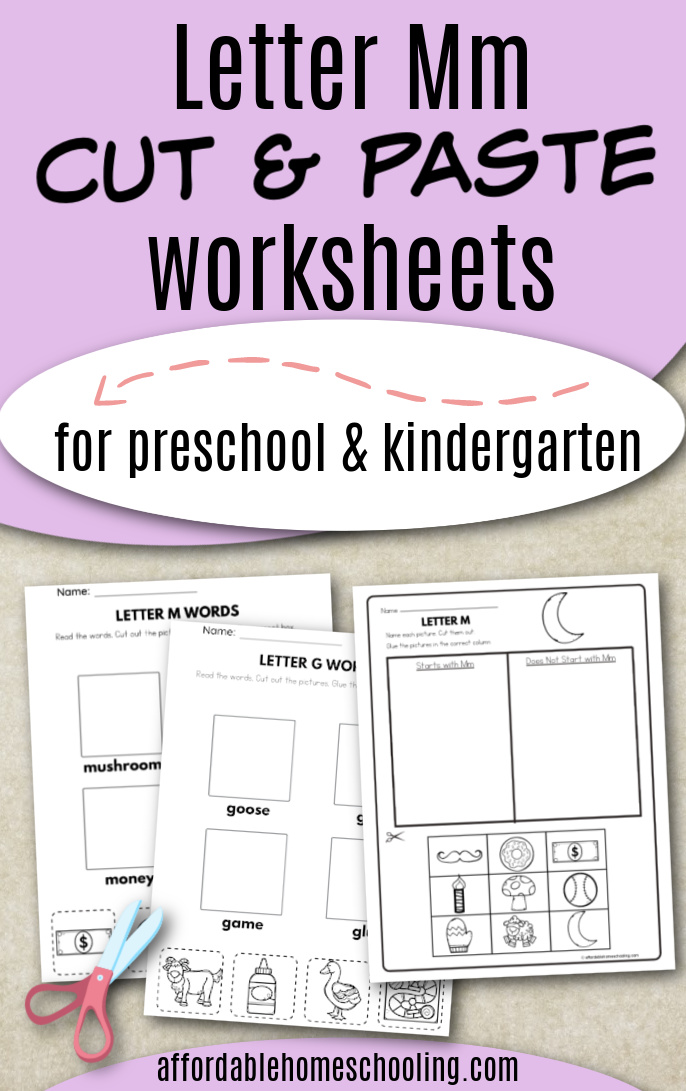 Letter M Cut and Paste Worksheets
