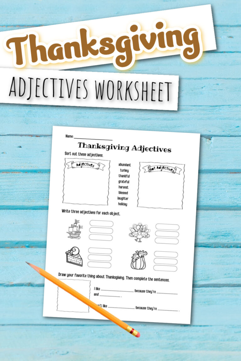 Thanksgiving Adjectives Worksheet