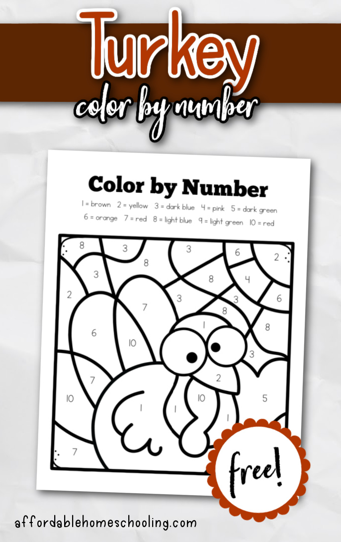 Turkey Color by Number Worksheet