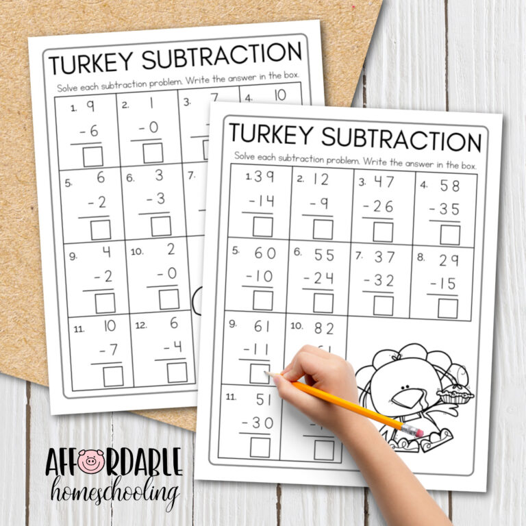 Free Printable Turkey Math Worksheets for K-3
