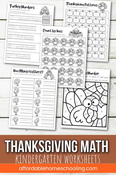 Free Thanksgiving Math Worksheets for Kindergarten