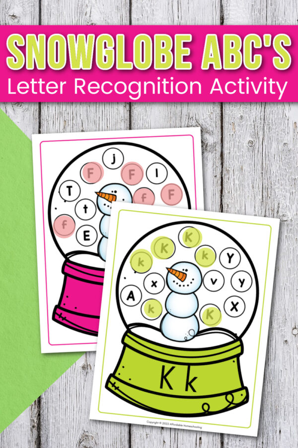 Alphabet Snow Globe Letter Recognition Activity