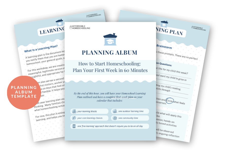 Homeschool planning album template