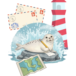Pebble the Seal sends his learning letters from Cape Cod and tells of all his adventures